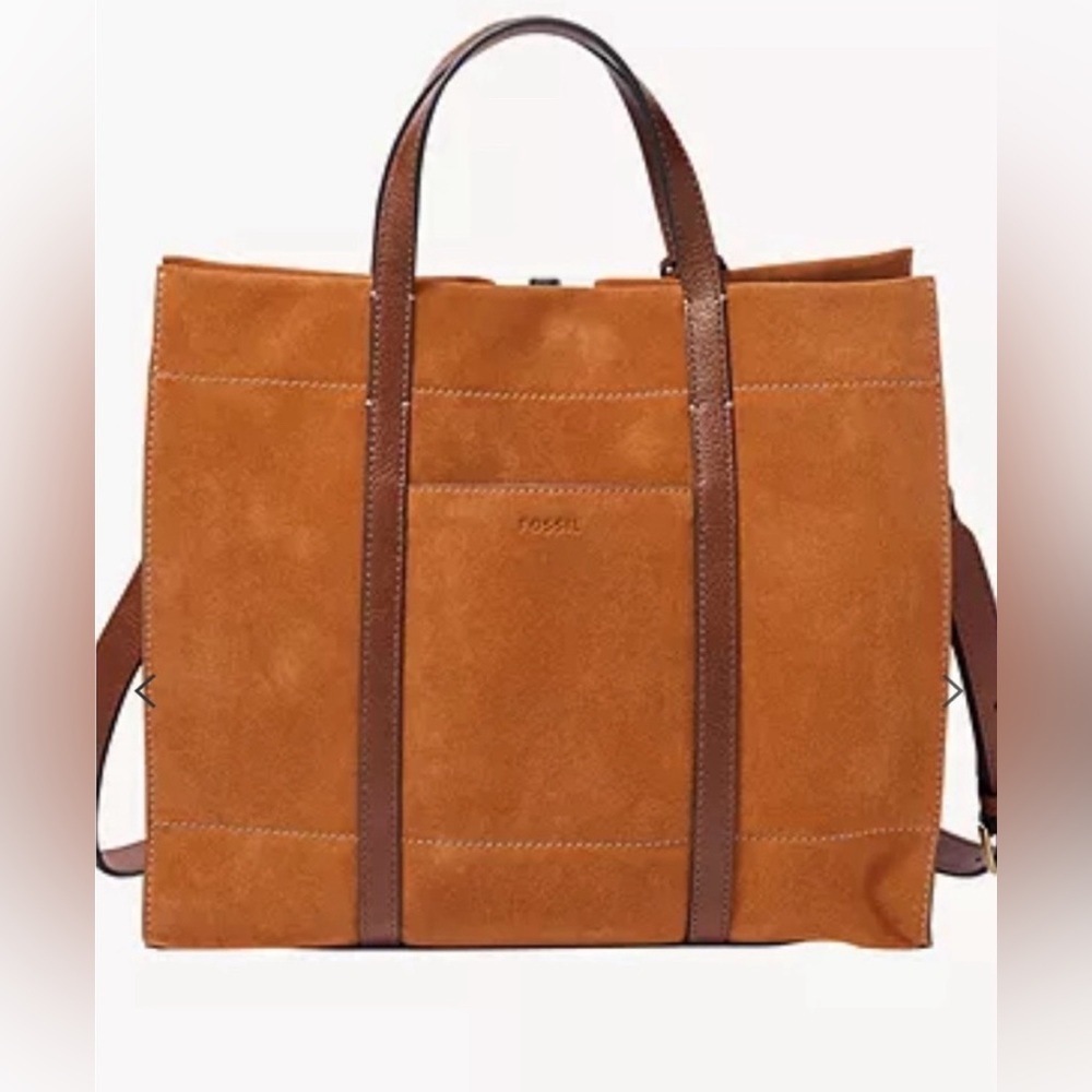 FOSSIL Carmen Shopper Shoulder & Crossbody Strap Included - Caramel Color - Picture 4 of 14